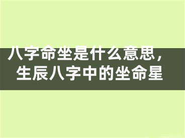 八字命坐是什么意思，生辰八字中的坐命星