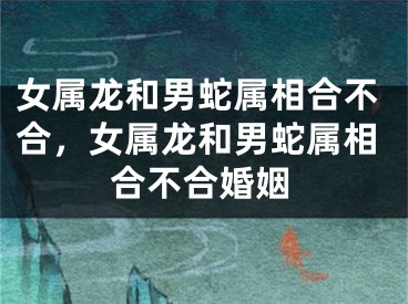 女属龙和男蛇属相合不合，女属龙和男蛇属相合不合婚姻