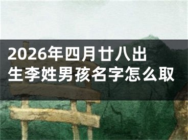2026年四月廿八出生李姓男孩名字怎么取
