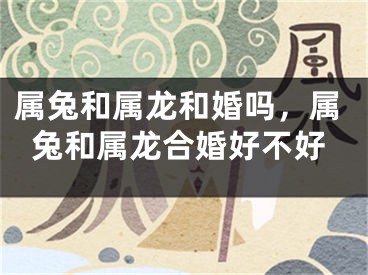 属兔和属龙和婚吗，属兔和属龙合婚好不好