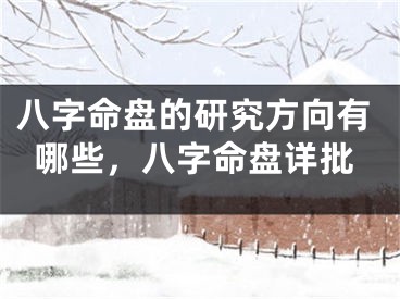 八字命盘的研究方向有哪些，八字命盘详批