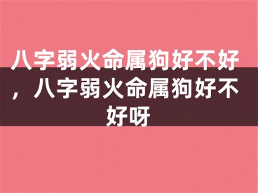 八字弱火命属狗好不好，八字弱火命属狗好不好呀