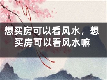想买房可以看风水，想买房可以看风水嘛