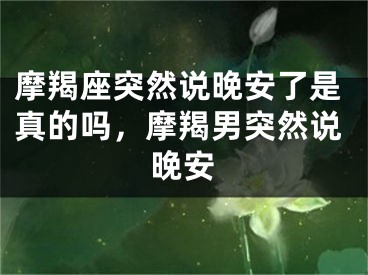 摩羯座突然说晚安了是真的吗，摩羯男突然说晚安