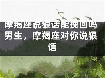 摩羯座说狠话能挽回吗男生，摩羯座对你说狠话