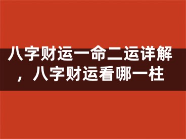 八字财运一命二运详解，八字财运看哪一柱