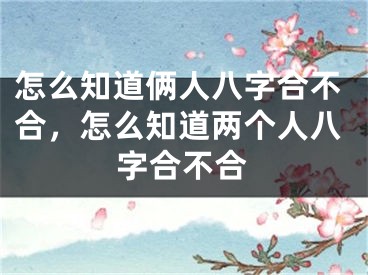 怎么知道俩人八字合不合，怎么知道两个人八字合不合