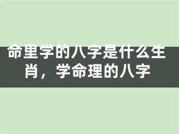 命里学的八字是什么生肖，学命理的八字