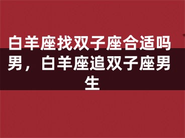 白羊座找双子座合适吗男，白羊座追双子座男生