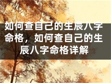 如何查自己的生辰八字命格，如何查自己的生辰八字命格详解
