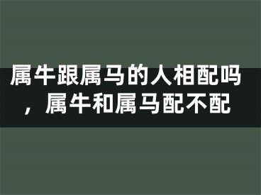 属牛跟属马的人相配吗，属牛和属马配不配