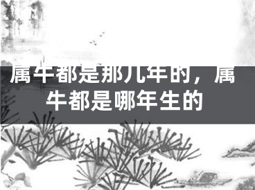 属牛都是那几年的，属牛都是哪年生的