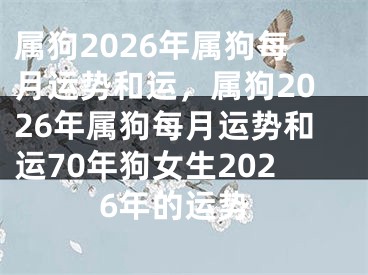 属狗2026年属狗每月运势和运，属狗2026年属狗每月运势和运70年狗女生2026年的运势