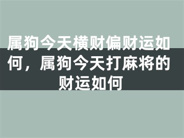 属狗今天横财偏财运如何，属狗今天打麻将的财运如何