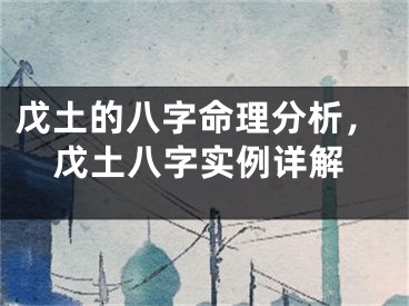 戊土的八字命理分析，戊土八字实例详解