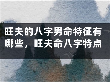 旺夫的八字男命特征有哪些，旺夫命八字特点