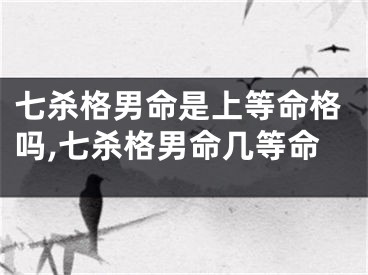 七杀格男命是上等命格吗,七杀格男命几等命