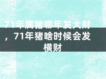 71年属猪哪年发大财，71年猪啥时候会发横财