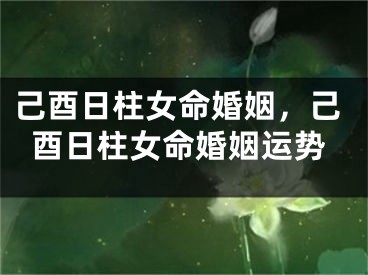 己酉日柱女命婚姻，己酉日柱女命婚姻运势