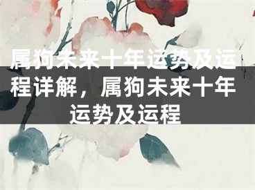 属狗未来十年运势及运程详解，属狗未来十年运势及运程