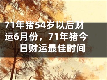 71年猪54岁以后财运6月份，71年猪今日财运最佳时间