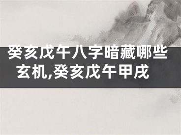癸亥戊午八字暗藏哪些玄机,癸亥戊午甲戌