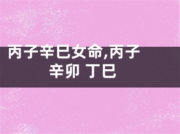 丙子辛巳女命,丙子 辛卯 丁巳