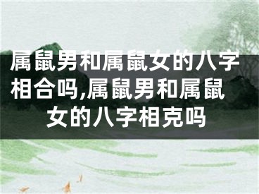 属鼠男和属鼠女的八字相合吗,属鼠男和属鼠女的八字相克吗