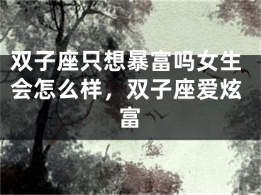 双子座只想暴富吗女生会怎么样，双子座爱炫富