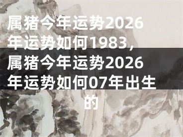 属猪今年运势2026年运势如何1983，属猪今年运势2026年运势如何07年出生的