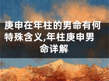 庚申在年柱的男命有何特殊含义,年柱庚申男命详解
