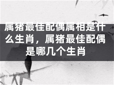 属猪最佳配偶属相是什么生肖，属猪最佳配偶是哪几个生肖