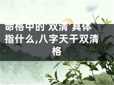 命格中的‘双清’具体指什么,八字天干双清格