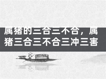 属猪的三合三不合，属猪三合三不合三冲三害