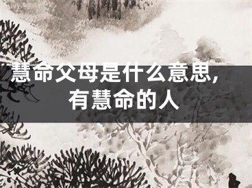 慧命父母是什么意思,有慧命的人