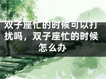 双子座忙的时候可以打扰吗，双子座忙的时候怎么办
