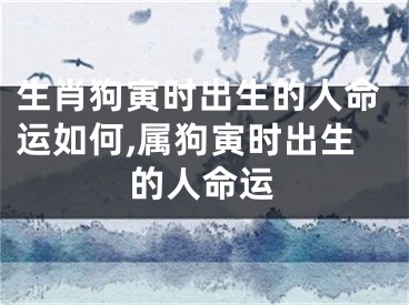 生肖狗寅时出生的人命运如何,属狗寅时出生的人命运