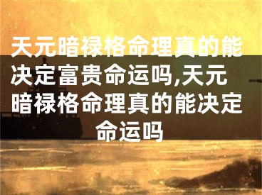 天元暗禄格命理真的能决定富贵命运吗,天元暗禄格命理真的能决定命运吗