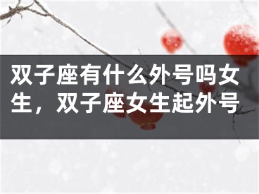 双子座有什么外号吗女生，双子座女生起外号