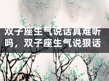 双子座生气说话真难听吗，双子座生气说狠话