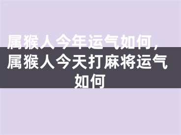 属猴人今年运气如何，属猴人今天打麻将运气如何