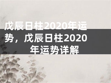 戊辰日柱2020年运势，戊辰日柱2020年运势详解