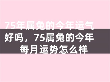 75年属兔的今年运气好吗,75属兔的今年每月运势怎么样