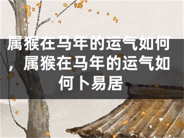 属猴在马年的运气如何，属猴在马年的运气如何卜易居