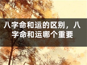 八字命和运的区别，八字命和运哪个重要