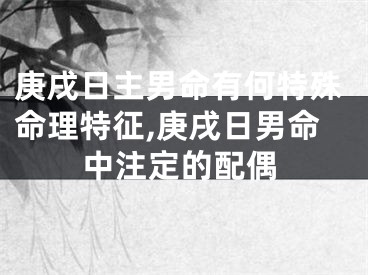 庚戌日主男命有何特殊命理特征,庚戌日男命中注定的配偶