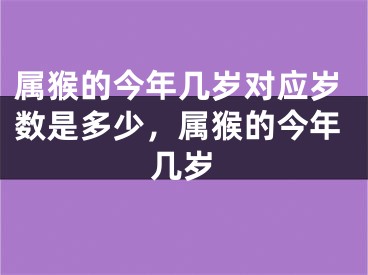 属猴的今年几岁对应岁数是多少，属猴的今年几岁