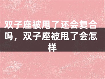 双子座被甩了还会复合吗,双子座被甩了会怎样