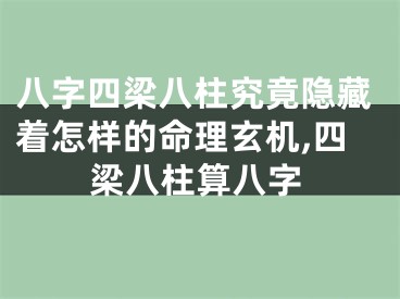 八字四梁八柱究竟隐藏着怎样的命理玄机,四梁八柱算八字