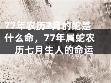 77年农历7月的蛇是什么命,77年属蛇农历七月生人的命运